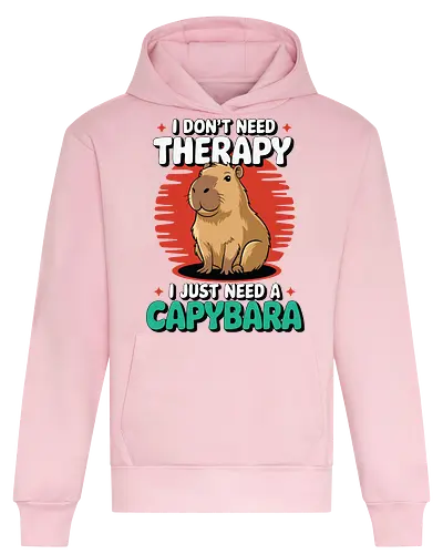 I don't need therapy, I just need a capybara - capybara, humor, therapy, text, design, animal, cute, cartoon, poster, graphic - Heavyweight Hoodie