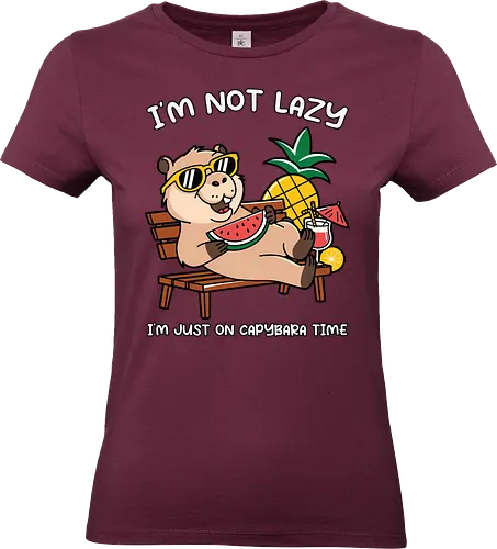 I'M NOT LAZY. I'M JUST ON CAPYBARA TIME - capybara, sunglasses, tropical, watermelon, pineapple, relaxation, humorous, summer, vacation - Standard T-Shirt (Women)
