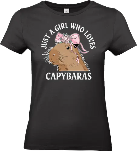 Just a girl who loves capybaras - capybara, pink bow, floral crown, cute, text, love, girl, animal, design - Standard T-Shirt (Women)