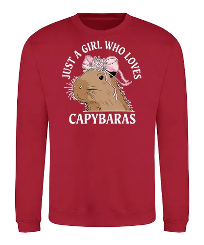 Just a girl who loves capybaras - capybara, pink bow, floral crown, cute, text, love, girl, animal, design - Sweatshirt