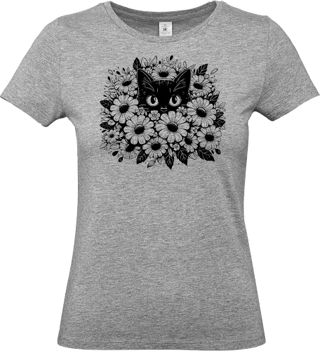 Camouflage - cats, cat, cute, kitty, floral, flower - Standard T-Shirt (Women)