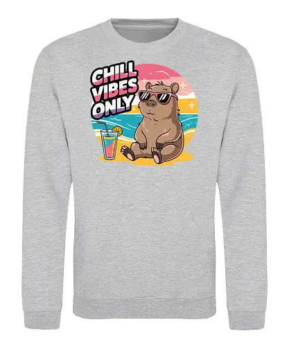 Chill Vibes Only - capybara, beach, sunset, sunglasses, tropical drink, relaxation, chill, ocean, summer, vacation - Sweatshirt