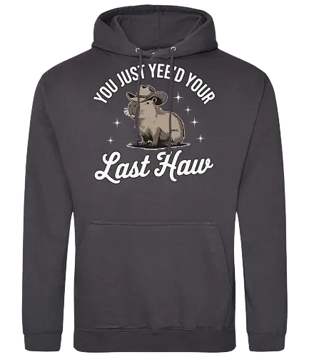 You Just Yee'd Your Last Haw - humor, stars, text, playful, animal, graphic design, capybara, cowboy hat - Standard Hoodie