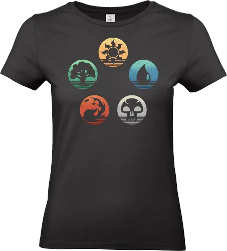 The Retro Arena of Mages and Strategists - card game, arena, board game, cards, collection, duel, fantasy, game, mage, retro, retro gamer, strategy, tabletop, vintage, wizard - Standard T-Shirt (Women)