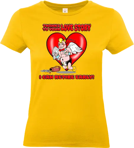 Cupid's Retirement (Cupids Ruhestand) - Valentinstag, Valentine, Amor, Liebe, Ruhestand, Paare, Romantik, Herz, lustig, Humor, Kawaii, Cartoon, Beziehung, Liebesgeschichte, Scherz, Geschenkidee, Cupido, Flügel, spaßig - Standard T-Shirt (Women)