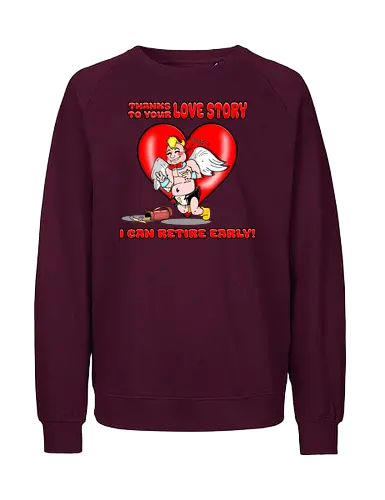 Cupid's Retirement (Cupids Ruhestand) - Valentinstag, Valentine, Amor, Liebe, Ruhestand, Paare, Romantik, Herz, lustig, Humor, Kawaii, Cartoon, Beziehung, Liebesgeschichte, Scherz, Geschenkidee, Cupido, Flügel, spaßig - Fairtrade Sweatshirt