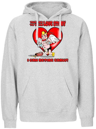 Cupid's Retirement (Cupids Ruhestand) - Valentinstag, Valentine, Amor, Liebe, Ruhestand, Paare, Romantik, Herz, lustig, Humor, Kawaii, Cartoon, Beziehung, Liebesgeschichte, Scherz, Geschenkidee, Cupido, Flügel, spaßig - Fairtrade Hoodie