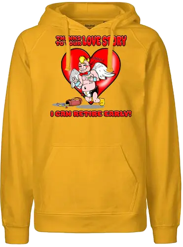 Cupid's Retirement (Cupids Ruhestand) - Valentinstag, Valentine, Amor, Liebe, Ruhestand, Paare, Romantik, Herz, lustig, Humor, Kawaii, Cartoon, Beziehung, Liebesgeschichte, Scherz, Geschenkidee, Cupido, Flügel, spaßig - Fairtrade Hoodie