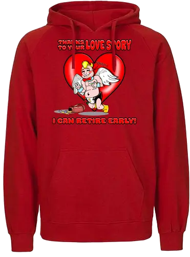 Cupid's Retirement (Cupids Ruhestand) - Valentinstag, Valentine, Amor, Liebe, Ruhestand, Paare, Romantik, Herz, lustig, Humor, Kawaii, Cartoon, Beziehung, Liebesgeschichte, Scherz, Geschenkidee, Cupido, Flügel, spaßig - Fairtrade Hoodie