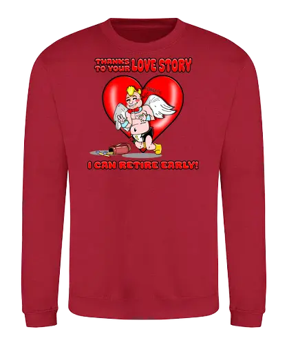 Cupid's Retirement (Cupids Ruhestand) - Valentinstag, Valentine, Amor, Liebe, Ruhestand, Paare, Romantik, Herz, lustig, Humor, Kawaii, Cartoon, Beziehung, Liebesgeschichte, Scherz, Geschenkidee, Cupido, Flügel, spaßig - Sweatshirt