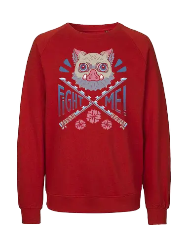 Fight Me! - Inosuke, anime, manga, Slayer, japan, otaku culture, otaku, otome, nezuko, tanjiro, zenitsu, inosuke, fight, shonen - Fairtrade Sweatshirt