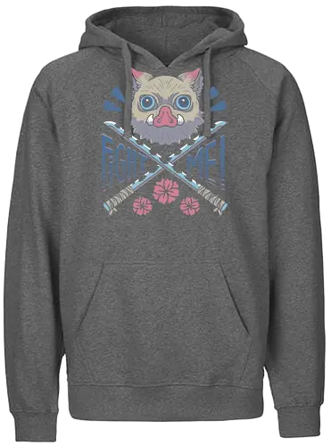 Fight Me! - Inosuke, anime, manga, Slayer, japan, otaku culture, otaku, otome, nezuko, tanjiro, zenitsu, inosuke, fight, shonen - Fairtrade Hoodie