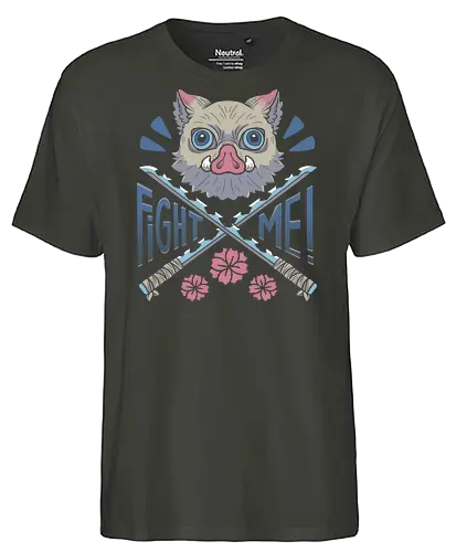Fight Me! - Inosuke, anime, manga, Slayer, japan, otaku culture, otaku, otome, nezuko, tanjiro, zenitsu, inosuke, fight, shonen - Fairtrade T-Shirt