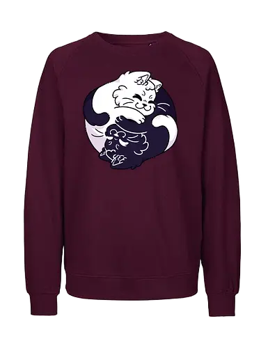 Ying Yang Cats - black cat, white cat, kitten, kitty, cats, kawaii, mood, cute, love, ying, yang, yingyang, taoism, balance, equilibrium, chinese, elemental, good evil, funny cats, peace, cat lovers - Fairtrade Sweatshirt
