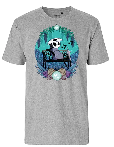 Quirrel - game, gamer, indie game, indie, hollow, Bug Knight, Bounty Hunter, metroidvania, video game, games, gaming, ghost, silksong, little ghost, knight, castlecore, blue, cozy, hornet, quirrel - Fairtrade T-Shirt