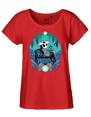Quirrel - game, gamer, indie game, indie, hollow, Bug Knight, Bounty Hunter, metroidvania, video game, games, gaming, ghost, silksong, little ghost, knight, castlecore, blue, cozy, hornet, quirrel - Fairtrade Girl Shirt