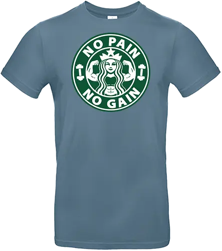 No Pain No Gain - coffee, bodybuilder, exercise, fitness, lifting, muscles, weightlifting, word hard, Coffee, power lifting, gym rat, tea, mermaid, gym, workout, caffeine, i love coffee, espresso, latte, drink, cup of coffee, parody, funny, no pain no gain - Standard T-Shirt