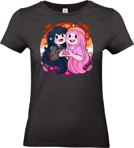 Vampire and Princess - candy, bubble, gum, candy princess, vampire queen, couple, adventure, luz, LGBTQIA+, LGBT, pride, pride, lesbians, lesbian flag, bisexual, gay, cartoon, drag queen, love, pride characters, pride month, trans, pansexual, vampire - Standard T-Shirt (Women)
