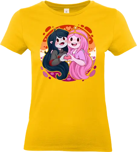 Vampire and Princess - candy, bubble, gum, candy princess, vampire queen, couple, adventure, luz, LGBTQIA+, LGBT, pride, pride, lesbians, lesbian flag, bisexual, gay, cartoon, drag queen, love, pride characters, pride month, trans, pansexual, vampire - Standard T-Shirt (Women)