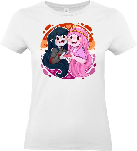 Vampire and Princess - candy, bubble, gum, candy princess, vampire queen, couple, adventure, luz, LGBTQIA+, LGBT, pride, pride, lesbians, lesbian flag, bisexual, gay, cartoon, drag queen, love, pride characters, pride month, trans, pansexual, vampire - Standard T-Shirt (Women)