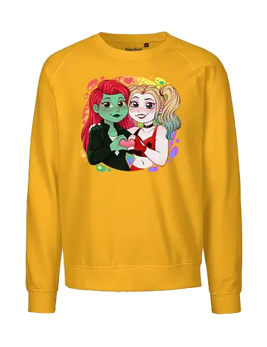 Psycho Love - luz, LGBTQIA+, LGBT, pride, pride, lesbians, lesbian flag, drag queen, love, pride characters, pride month, trans, pansexual, villains, HQ, comics, poison, ivy, harley, bat, bisexual, gay, cartoon - Fairtrade Sweatshirt