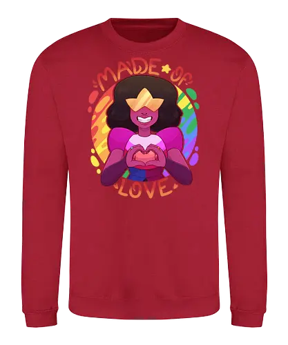 Made of Love - luz, LGBTQIA+, LGBT, pride, pride, lesbians, lesbian flag, bisexual, gay, cartoon, drag queen, love, pride characters, pride month, trans, pansexual, gem, universe, self love, made of love - Sweatshirt