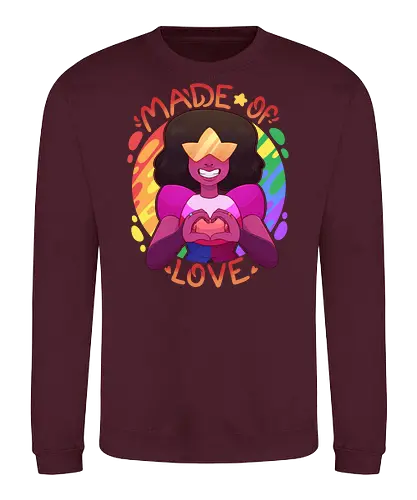 Made of Love - luz, LGBTQIA+, LGBT, pride, pride, lesbians, lesbian flag, bisexual, gay, cartoon, drag queen, love, pride characters, pride month, trans, pansexual, gem, universe, self love, made of love - Sweatshirt