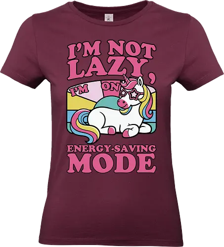 I'm on energy-saving mode - unicorn, rainbow, pastel, typography, whimsical, cartoon, humor, slogan, resting, colorful - Standard T-Shirt (Women)