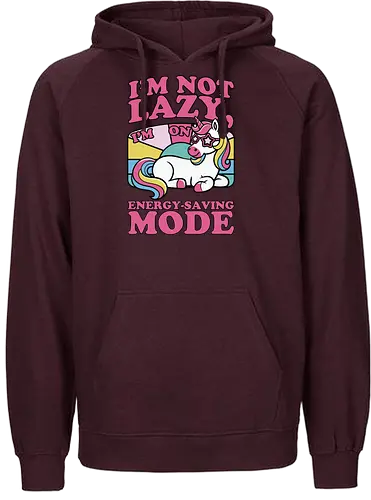 I'm on energy-saving mode - unicorn, rainbow, pastel, typography, whimsical, cartoon, humor, slogan, resting, colorful - Fairtrade Hoodie