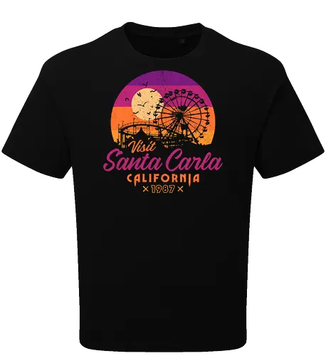 Visit Santa Carla 1987 - Retro Nostalgia  - 80s movies, 80s, bats, comedy, cult classic, cult film, fanart, halloween, horror, nostalgia, retro, santa carla, souvenir, vampire, vintage - Oversize T-Shirt