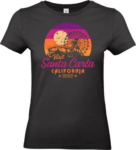 Visit Santa Carla 1987 - Retro Nostalgia  - 80s movies, 80s, bats, comedy, cult classic, cult film, fanart, halloween, horror, nostalgia, retro, santa carla, souvenir, vampire, vintage - Standard T-Shirt (Women)