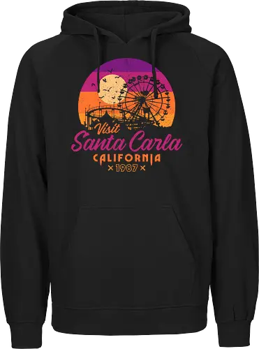 Visit Santa Carla 1987 - Retro Nostalgia  - 80s movies, 80s, bats, comedy, cult classic, cult film, fanart, halloween, horror, nostalgia, retro, santa carla, souvenir, vampire, vintage - Fairtrade Hoodie
