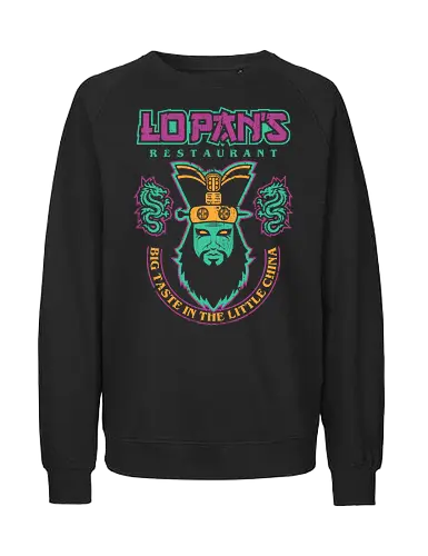Lo Pan's Restaurant Big Taste in Little China  - big trouble in little china, 1986, 80s, 80s movies, action movies, chinatown, chinese, classic, dragon, jack burton, lo pan, nostalgia, retro, villain, vintage - Fairtrade Sweatshirt