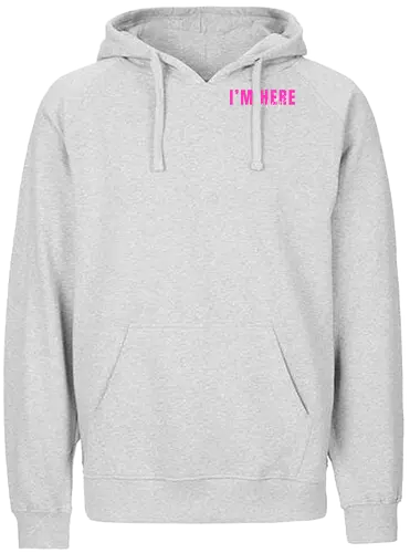Here To Help - Pink mit weißer Schrift - Fairtrade Hoodie