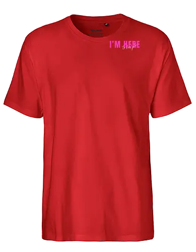 Here To Help - Pink mit weißer Schrift - Fairtrade T-Shirt