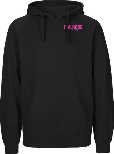 Here To Help - Pink mit weißer Schrift - Fairtrade Hoodie