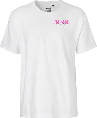 Here To Help - Pink mit schwarzer Schrift - Fairtrade T-Shirt