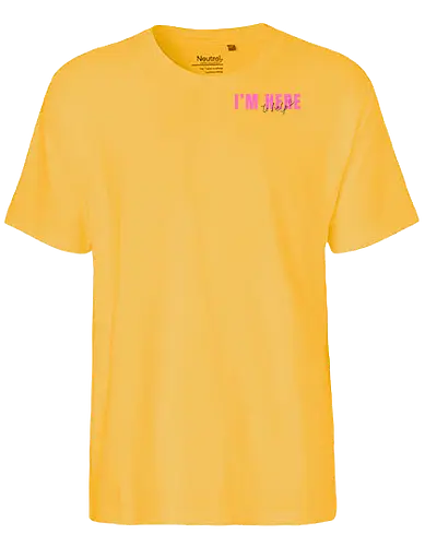 Here To Help - Pink mit schwarzer Schrift - Fairtrade T-Shirt