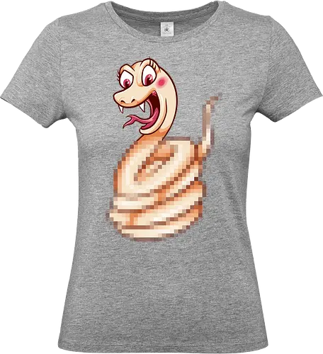 snaked - darkart, tattoo, nature, pixel art, eve, apple, snake, brain, skull, skeleton, myth, art, poison, animal, funny, pixel art - Standard T-Shirt (Women)