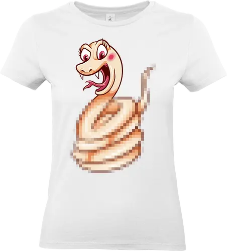 snaked - darkart, tattoo, nature, pixel art, eve, apple, snake, brain, skull, skeleton, myth, art, poison, animal, funny, pixel art - Standard T-Shirt (Women)