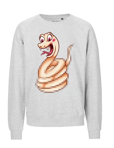 snaked - darkart, tattoo, nature, pixel art, eve, apple, snake, brain, skull, skeleton, myth, art, poison, animal, funny, pixel art - Fairtrade Sweatshirt