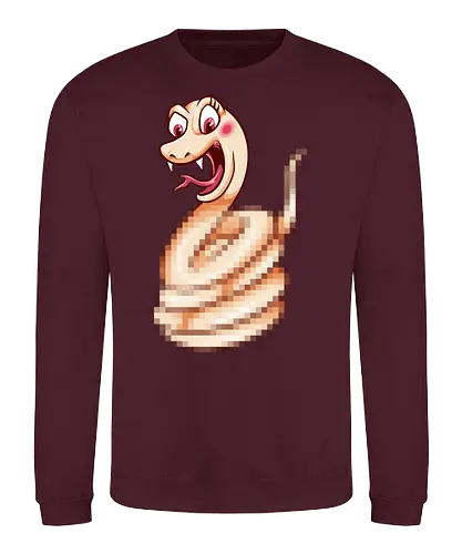 snaked - darkart, tattoo, nature, pixel art, eve, apple, snake, brain, skull, skeleton, myth, art, poison, animal, funny, pixel art - Sweatshirt