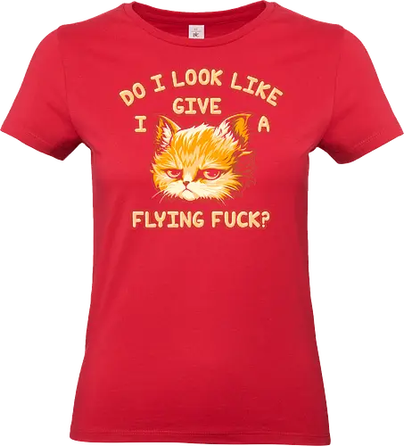 Do I Look Like I Give A Flying Fvck? - internet meme, parody, humor, hilarious, vintage colors, retro style, dilligaf, idgaf, I don't care, cute cat, kawaii, bored cat, introvert, mind your business, sarcasm, anti human, hate morning, anti social, funny, memes, hate poeple - Standard T-Shirt (Women)
