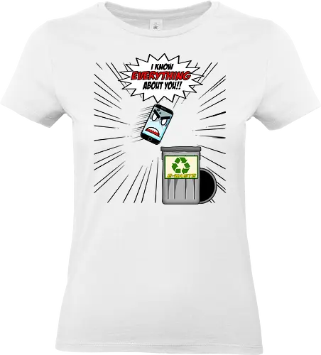 Phone Knows (Das Handy Weiß Bescheid) - Handy, Smartphone, Anime, Manga, Humor, App, Technik, Privatsphäre, witzig, lustig, digital, technikaffin, Gadget, Manga-Stil, skurril, Gerät, Sarkasmus, Technikliebhaber, Ersatz, Anime-Humor - Standard T-Shirt (Women)
