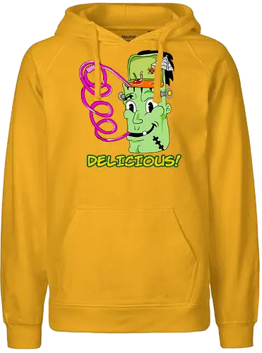 Delicious! (Köstlich!) - Monster, Retro, Gehirnfrost, lustig, gruselig, einzigartig, Popkultur, Kawaii, witzig, Vintage, kreative Kunst, Süßes, ikonisch, kultig, frankenstein, cute, books, classic, horror, fantasy, Cartoon, Nostalgie, Halloween, cool, Eiscreme, skurril - Fairtrade Hoodie