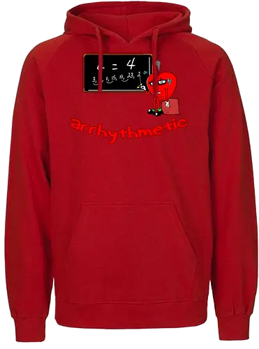 Arrhythmetic - Schule, Schüler, Bildungsdesign, Herz, Herzschlag, Klassenzimmer, lustiger Spruch, Geschenk für Lehrer, Zahlenthemen, Grundschule, Oberschule, süßes Design, witziges Geschenk, Lernspaß, Lehrerliebe, Schulgemeinschaft, Lehrer, Lehrer-Dankbarkeit, 100 Schultage, hundert Schultage, zurück zur Schule, Mathematik, Humor, Wortspiel, lustig - Fairtrade Hoodie