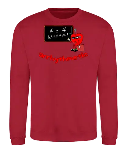 Arrhythmetic - Schule, Schüler, Bildungsdesign, Herz, Herzschlag, Klassenzimmer, lustiger Spruch, Geschenk für Lehrer, Zahlenthemen, Grundschule, Oberschule, süßes Design, witziges Geschenk, Lernspaß, Lehrerliebe, Schulgemeinschaft, Lehrer, Lehrer-Dankbarkeit, 100 Schultage, hundert Schultage, zurück zur Schule, Mathematik, Humor, Wortspiel, lustig - Sweatshirt