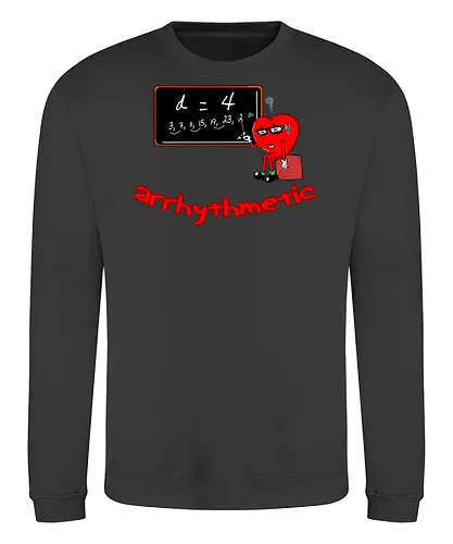 Arrhythmetic - Schule, Schüler, Bildungsdesign, Herz, Herzschlag, Klassenzimmer, lustiger Spruch, Geschenk für Lehrer, Zahlenthemen, Grundschule, Oberschule, süßes Design, witziges Geschenk, Lernspaß, Lehrerliebe, Schulgemeinschaft, Lehrer, Lehrer-Dankbarkeit, 100 Schultage, hundert Schultage, zurück zur Schule, Mathematik, Humor, Wortspiel, lustig - Sweatshirt