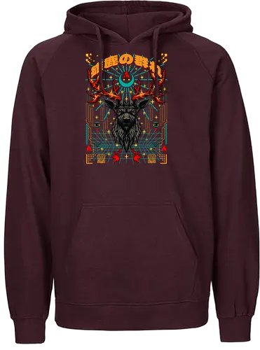 Trippy Deer - deer, stags, trippy, psychedelic, herd of stags, march with the stags, trippy stags, pyschedelic stags, pyschedelic deer, trippy deer - Fairtrade Hoodie