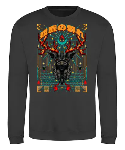 Trippy Deer - deer, stags, trippy, psychedelic, herd of stags, march with the stags, trippy stags, pyschedelic stags, pyschedelic deer, trippy deer - Sweatshirt